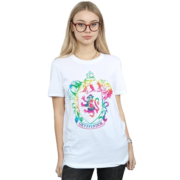 Harry Potter Womens/Ladies Gryffindor Crest Tie Dye Infill Cotton Boyfriend T-Shirt
