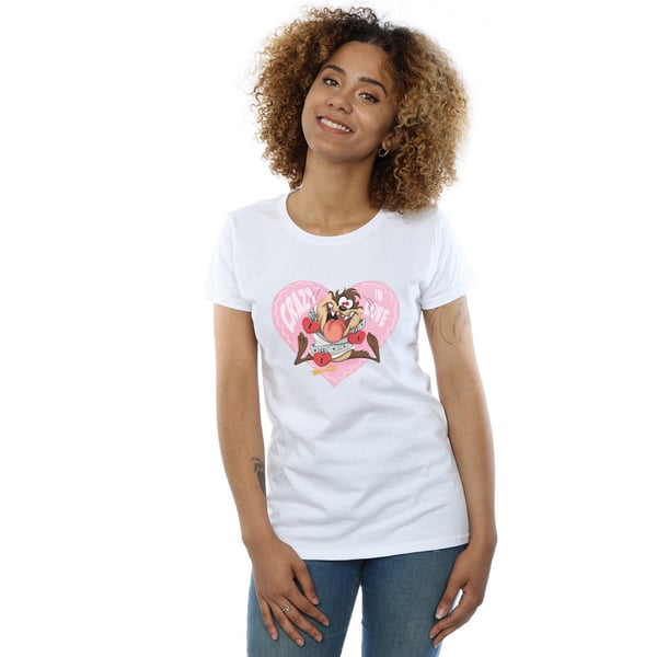 Looney Tunes Womens/Ladies Taz Valentine´s Day Crazy In Love Cotton T-Shirt