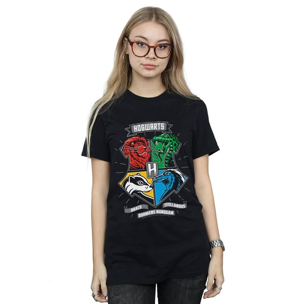 Harry Potter Womens/Ladies Hogwarts Toon Crest Cotton Boyfriend T-Shirt