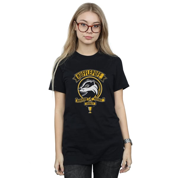 Harry Potter Womens/Ladies Hufflepuff Toon Crest Cotton Boyfriend T-Shirt