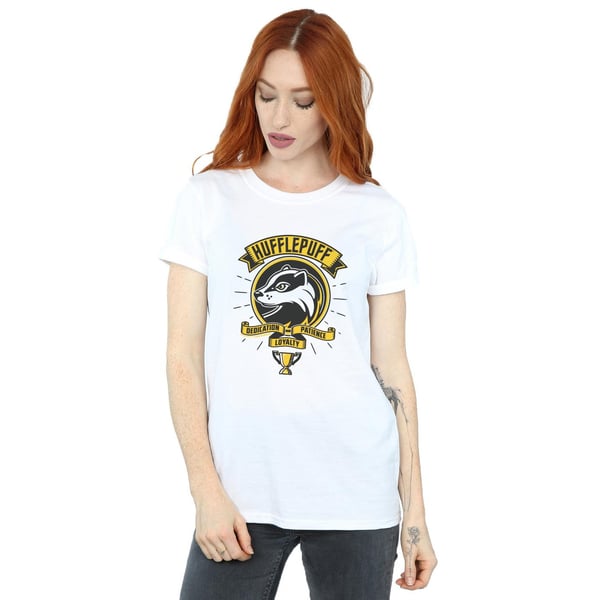Harry Potter Womens/Ladies Hufflepuff Toon Crest Cotton Boyfriend T-Shirt