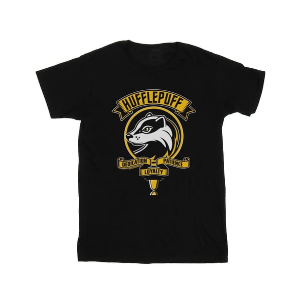 Harry Potter Naiset/Naiset Hufflepuff Toon Crest Puuvillainen Boyfriend T-paita
