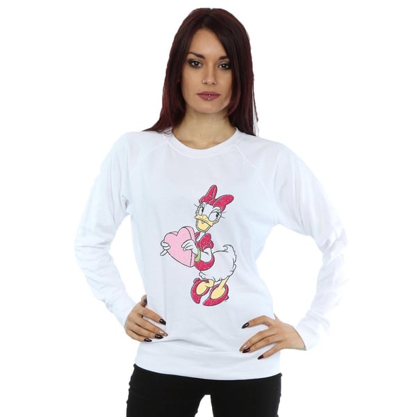 Disney Womens/Ladies Daisy Duck Love Heart Sweatshirt
