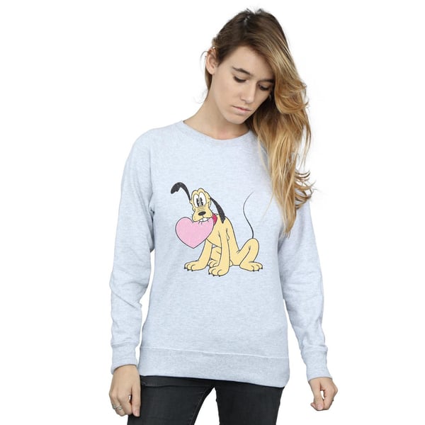 Disney Womens/Ladies Pluto Love Heart Sweatshirt