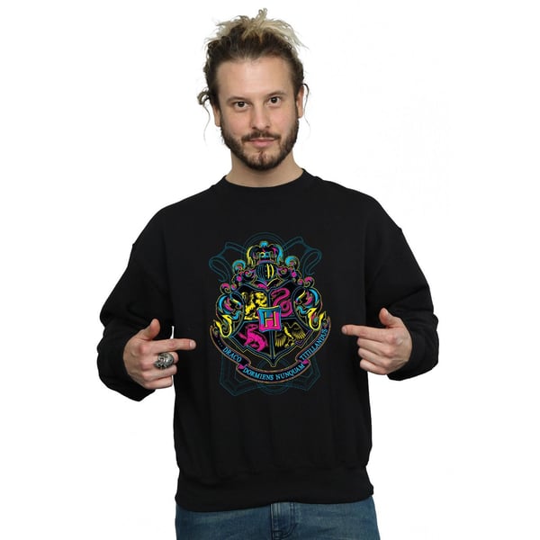 Harry Potter Mens Neon Hogwarts Crest Sweatshirt
