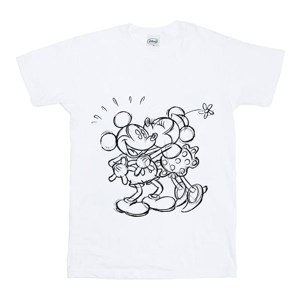 Disney Girls Mickey And Minnie Mouse Kiss Sketch Cotton T-Shirt