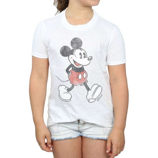 Disney Girls Mickey Mouse Walking Cotton T-Shirt