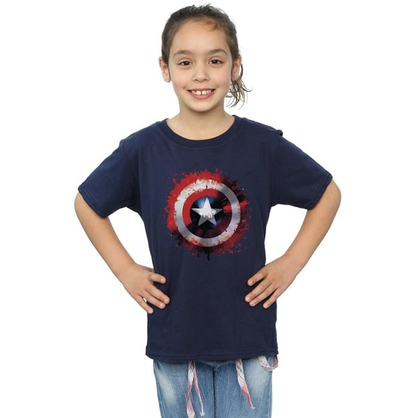 Marvel Girls Avengers Captain America Art Shield Cotton T-Shirt