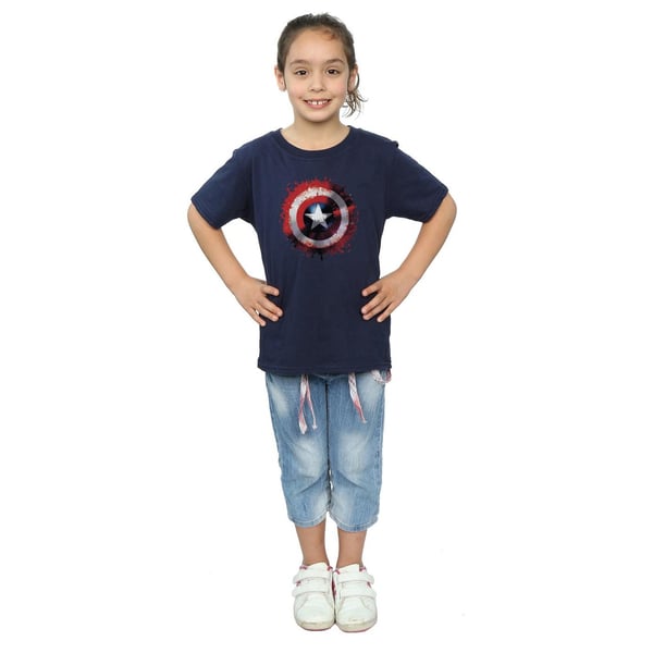 Marvel Girls Avengers Captain America Art Shield Cotton T-Shirt