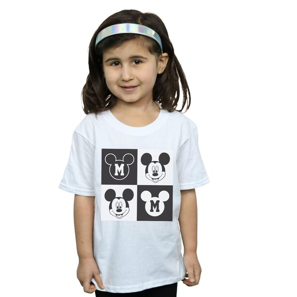 Disney Girls Mickey Mouse Smiling Squares Cotton T-Shirt