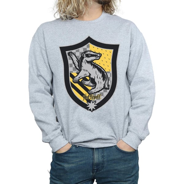 Harry Potter Mens Hufflepuff Crest Flat Sweatshirt