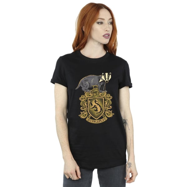 Harry Potter Womens/Ladies Hufflepuff Sketch Crest Cotton Boyfriend T-Shirt