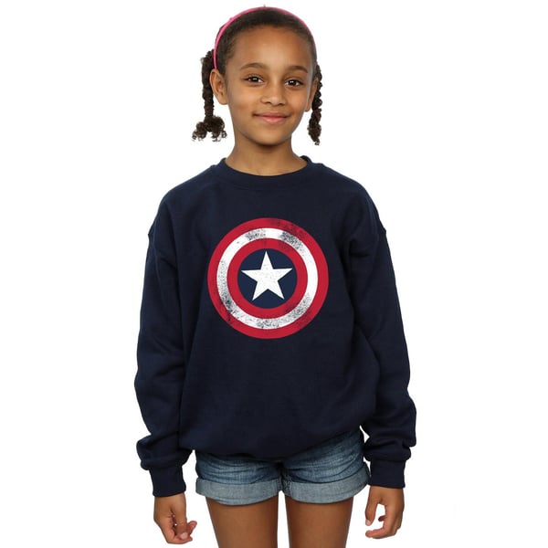 Marvel Girls Captain America Distressed Shield Sweatshirt
