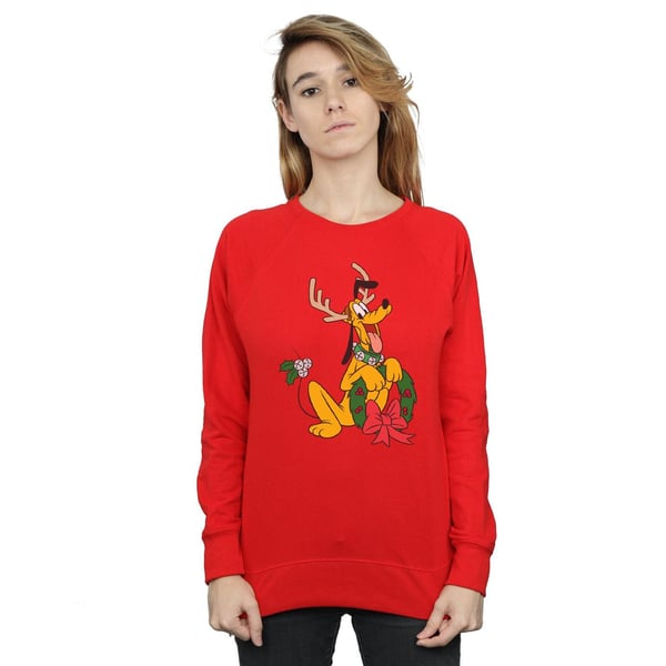 Disney Womens/Ladies Pluto Christmas Reindeer Sweatshirt