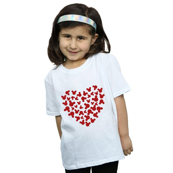 Disney Girls Mickey Mouse Heart Silhouette Cotton T-Shirt