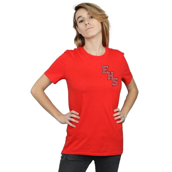 Disney Womens/Ladies High School Musical The Musical EHS Logo Breast Print Cotton Boyfriend T-Shirt