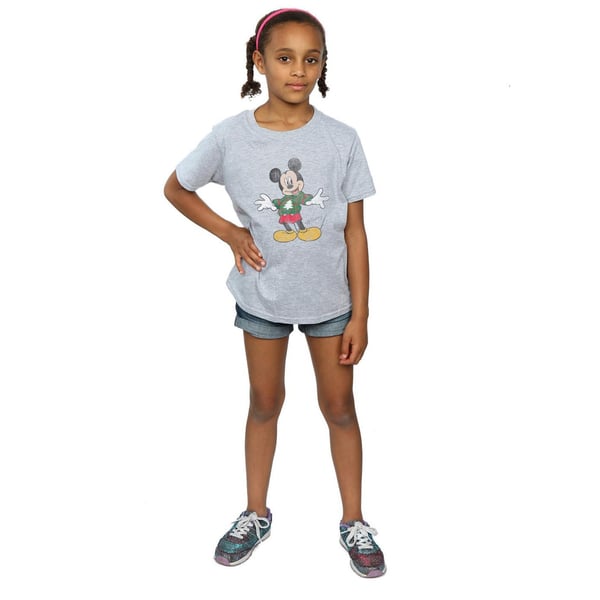 Disney Girls Mickey Mouse Christmas Jumper Cotton T-Shirt