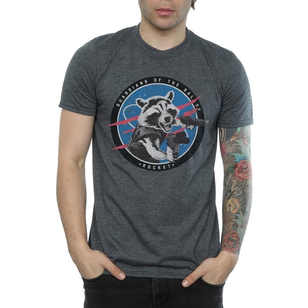 Marvel Mens Guardians Of The Galaxy Rocket Emblem T-Shirt