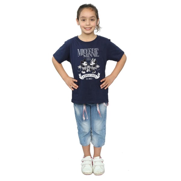 Disney Girls Mickey And Minnie Mouse Great Pair Cotton T-Shirt