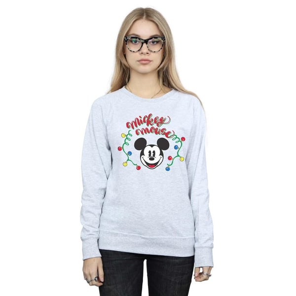 Disney Womens/Ladies Mickey Mouse Christmas Light Bulbs Sweatshirt