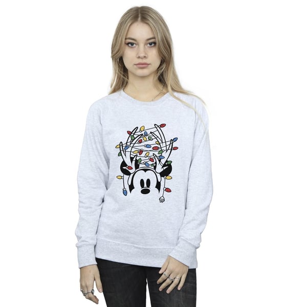Disney Womens/Ladies Mickey Mouse Christmas Head Lights Sweatshirt