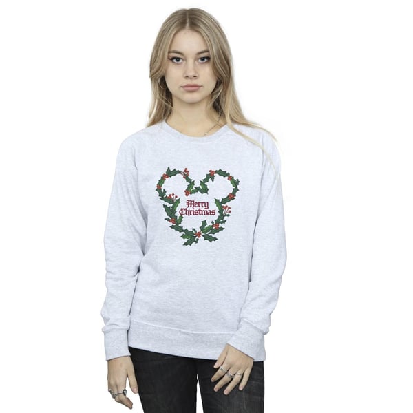 Disney Womens/Ladies Mickey Mouse Merry Christmas Holly Sweatshirt