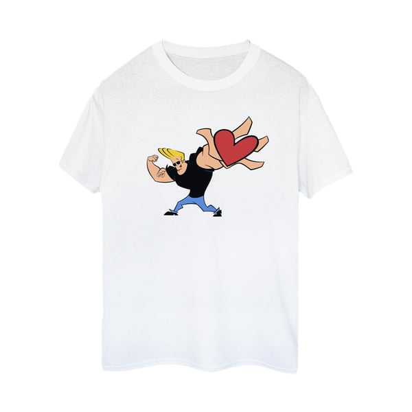 Johnny Bravo Dam/Dam Hjärtpresent Bomull Boyfriend T-Shirt