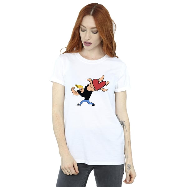Johnny Bravo Womens/Ladies Heart Present Cotton Boyfriend T-Shirt
