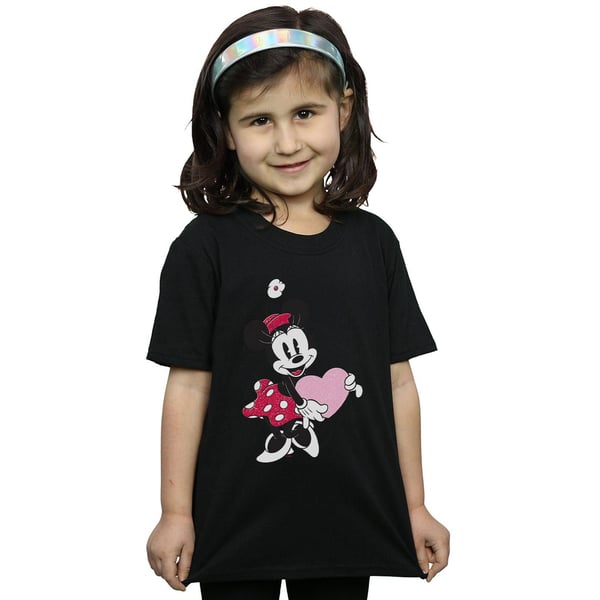 Disney Girls Minnie Mouse Love Heart Cotton T-Shirt