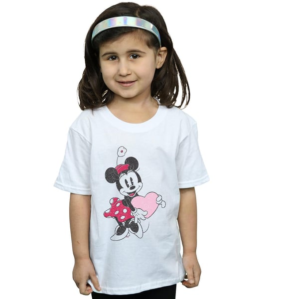 Disney Girls Minnie Mouse Love Heart Cotton T-Shirt