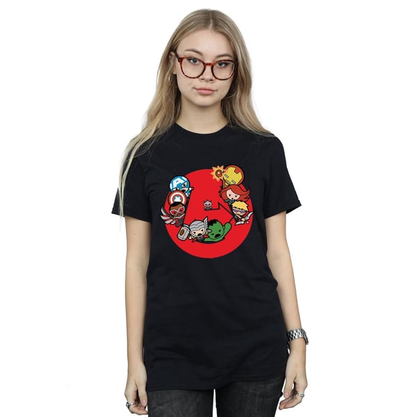 Marvel Womens/Ladies Kawaii Avengers Ready Steady War Cotton Boyfriend T-Shirt