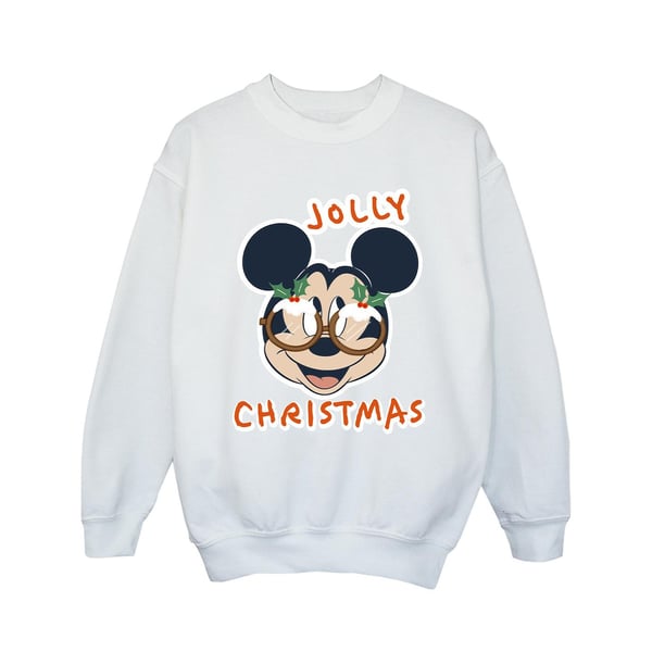 Disney Girls Mickey Mouse Jolly Christmas Glasses Sweatshirt