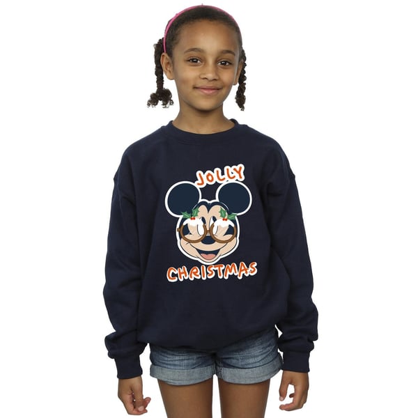 Disney Girls Mickey Mouse Jolly Christmas Glasses Sweatshirt