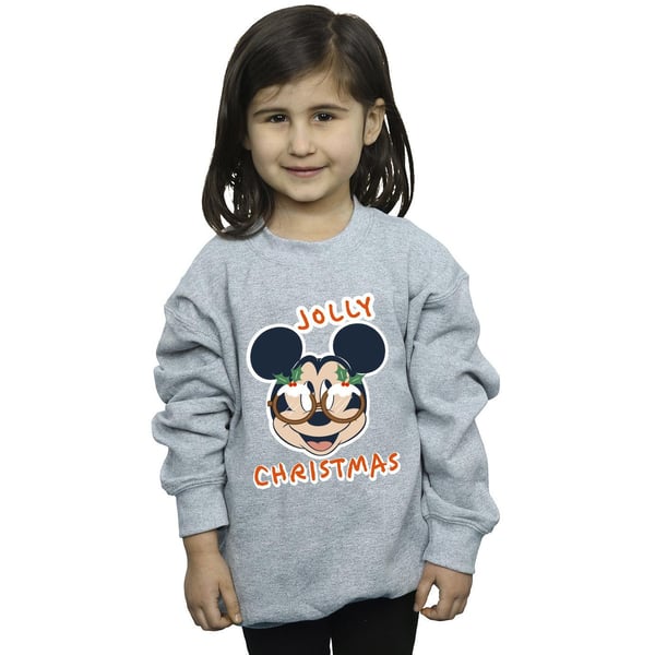 Disney Girls Mickey Mouse Jolly Christmas Glasses Sweatshirt