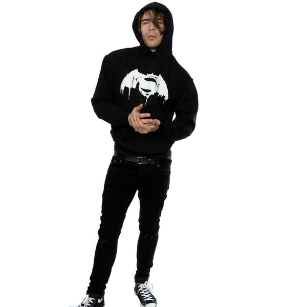 DC Comics Mens Batman v Superman Beaten Logo Hoodie