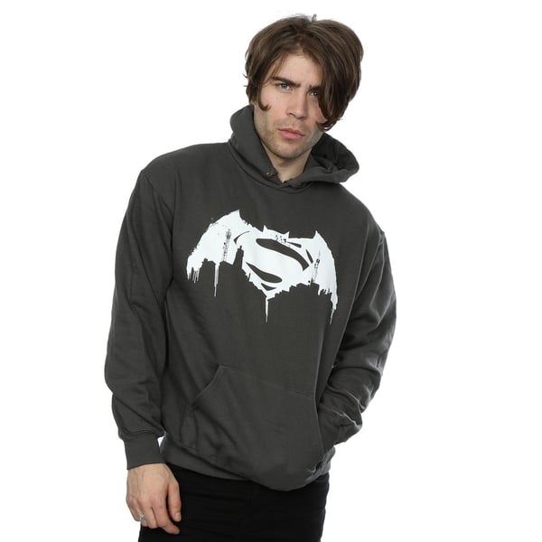 DC Comics Mens Batman v Superman Beaten Logo Hoodie