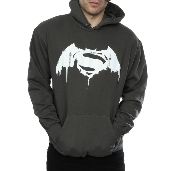 DC Comics Mens Batman v Superman Beaten Logo Hoodie