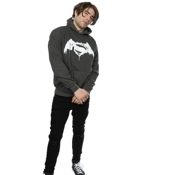 DC Comics Mens Batman v Superman Beaten Logo Hoodie