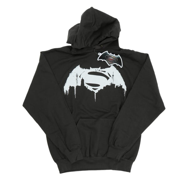 DC Comics Mens Batman v Superman Beaten Logo Hoodie