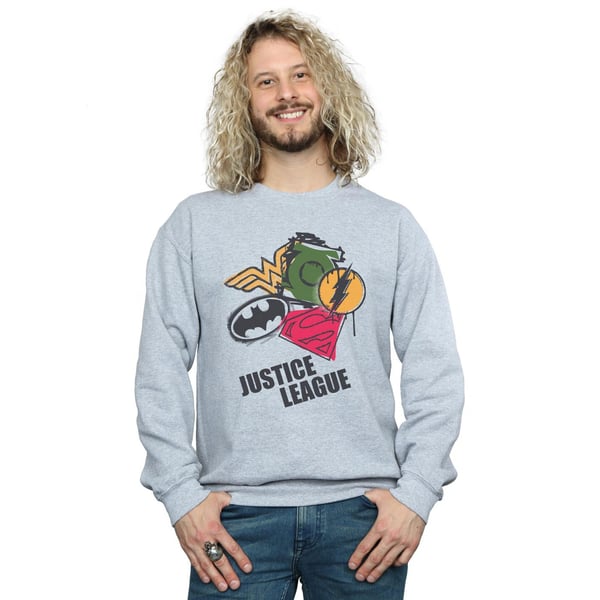 DC Comics Mens Justice League Spray Logos Sweatshirt