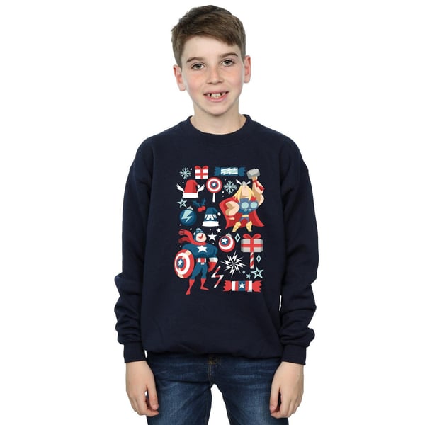 Marvel Boys Thor And Captain America Christmas Day Sweatshirt