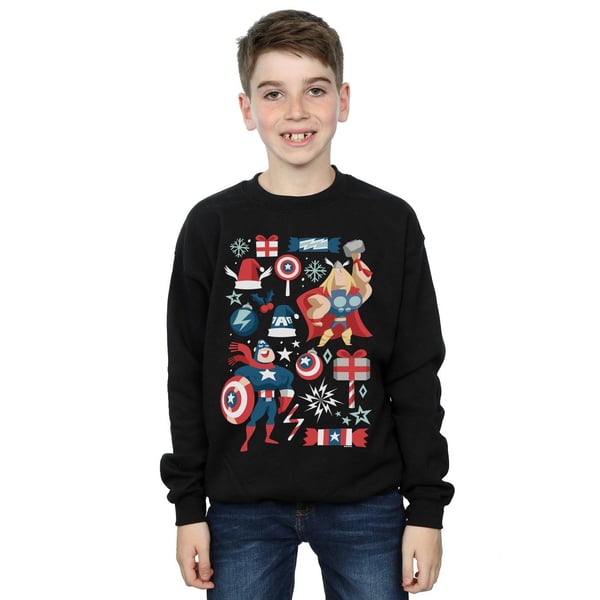 Marvel Boys Thor And Captain America Christmas Day Sweatshirt