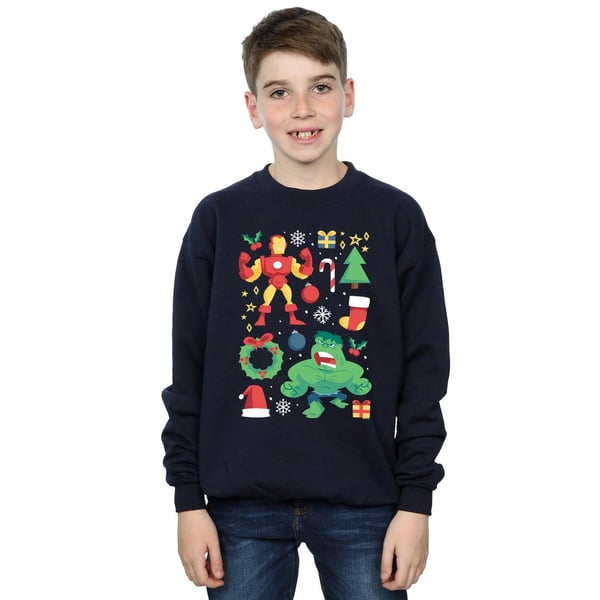 Marvel Boys Iron Man And Hulk Christmas Day Sweatshirt
