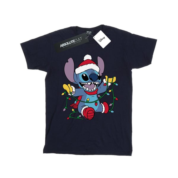 Disney Womens/Ladies Lilo And Stitch Christmas Lights Cotton Boyfriend T-Shirt