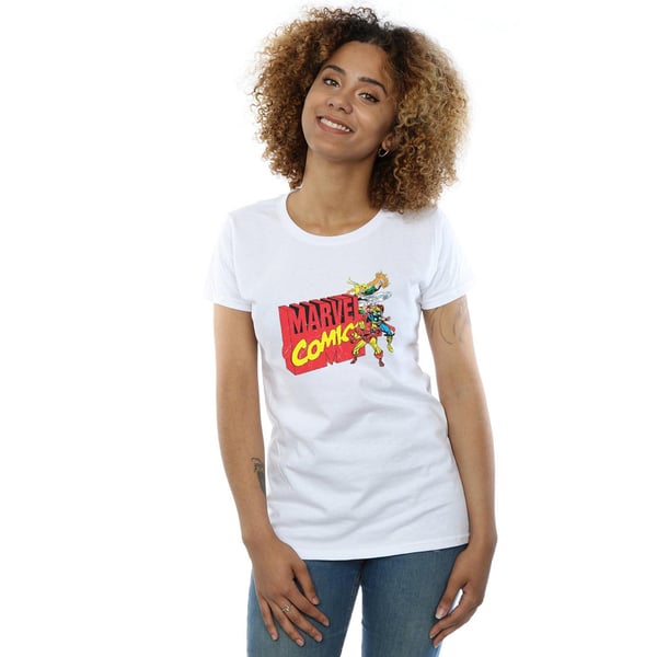 Marvel Comics Womens/Ladies Vintage Logo Blast Cotton T-Shirt