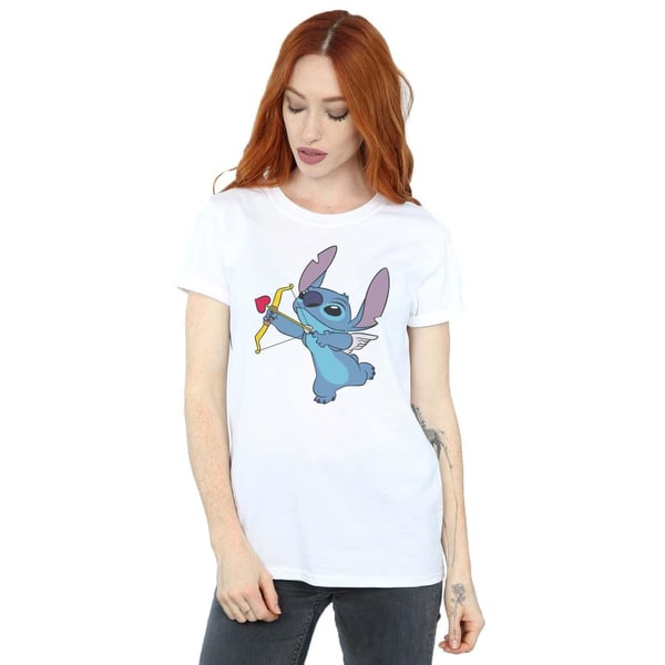 Disney Womens/Ladies Lilo And Stitch Stitch Cupid Valentines Cotton Boyfriend T-Shirt