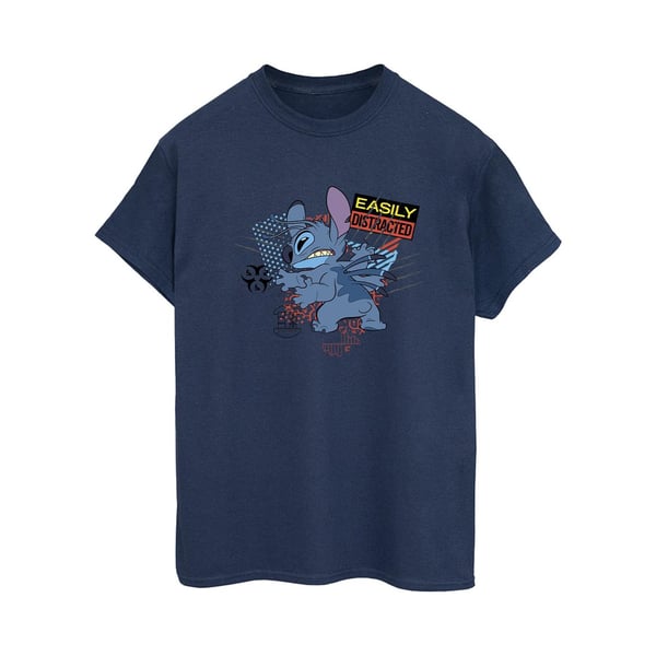 Disney Dam/Dam Lilo And Stitch Lättdistraherad T-shirt i bomull med boyfriend-passform