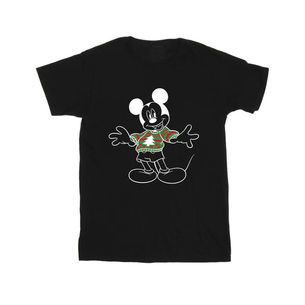 Disney Girls Mickey Mouse Xmas Jumper Cotton T-Shirt