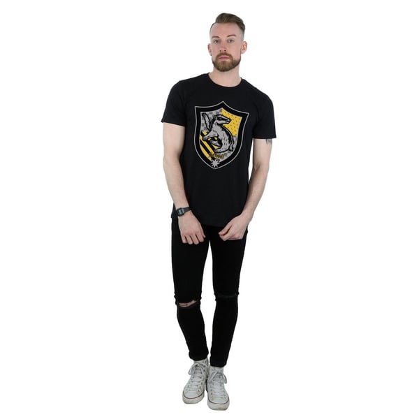 Harry Potter Mens Hufflepuff Crest Flat T-Shirt