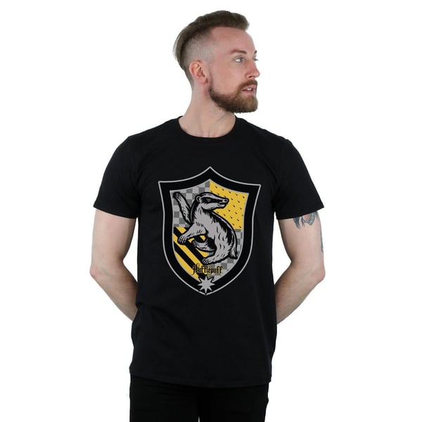 Harry Potter Mens Hufflepuff Crest Flat T-Shirt